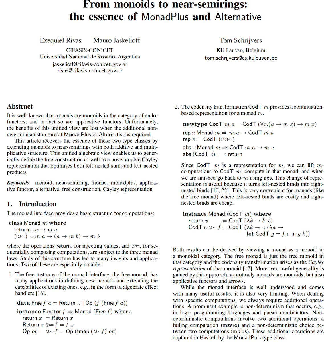 Iceland_jack's tweet photo. @oisdk's https://t.co/HU6zkPRj4C
And From monoids to near-semirings: the essence of MonadPlus and Alternative
#HaskellPDF: https://t.co/wDCofxnjRX https://t.co/KKehE21RL2