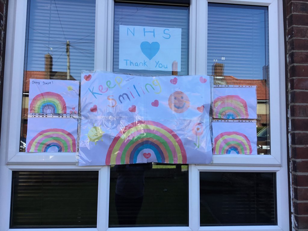 Bevswfc78's tweet photo. Our living room window and footpath, done today by us and our keyworker parents children we are childminding for #staysafe #keepsmiling #NHS # cheeky monkeys https://t.co/wx9EycTh9O