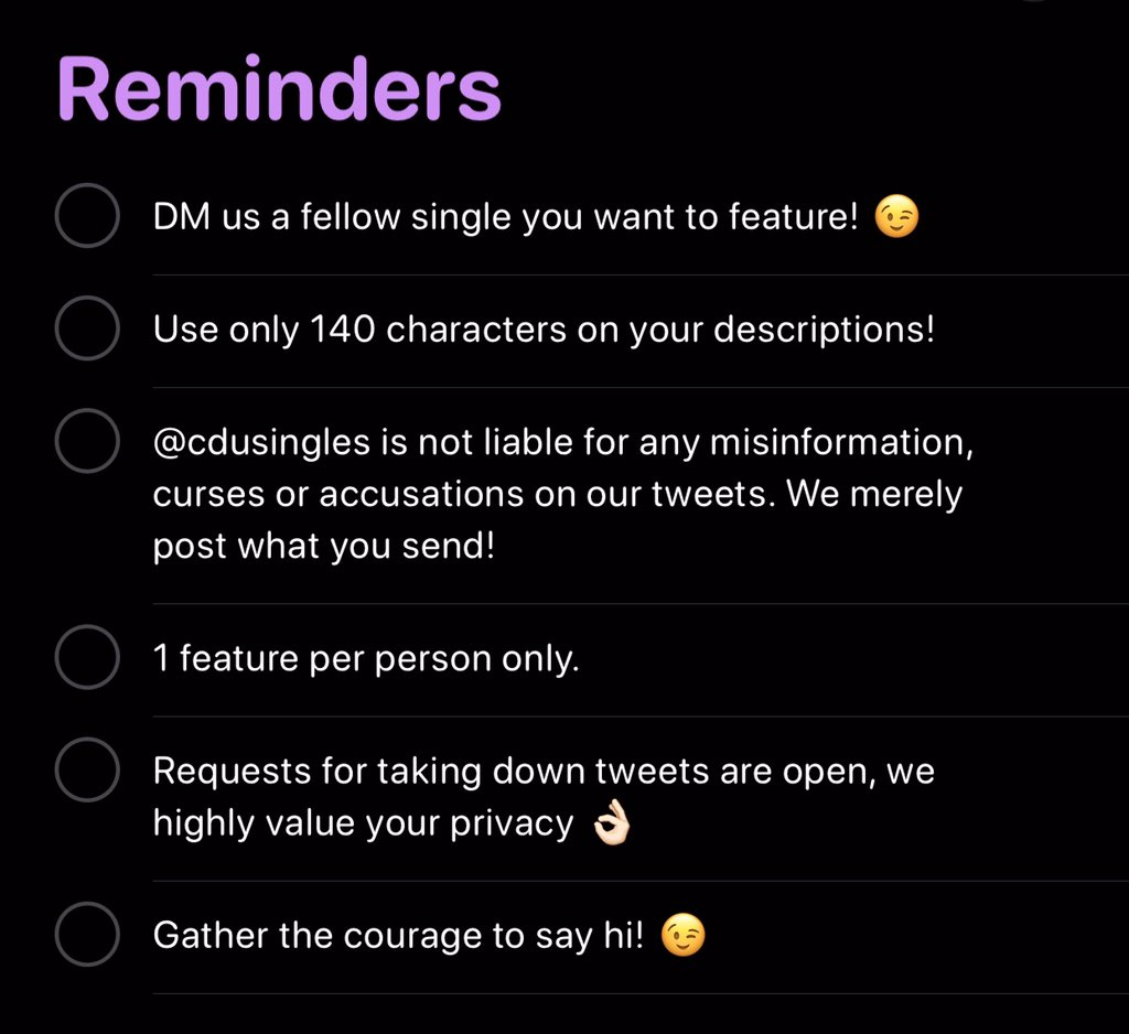 cdusingles's tweet image. Updated our Rules once again! Send us your entrees, fellow singles! 💕