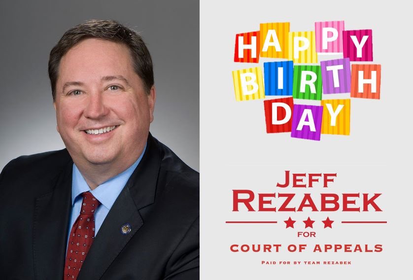 RezabekForJudge's tweet photo. Wishing former Judge Jeff Rezabek a very happy birthday! You can make his birthday even more special with a vote! #RezabekForJudge👨‍⚖️🇺🇸 https://t.co/PXtRv50CAm