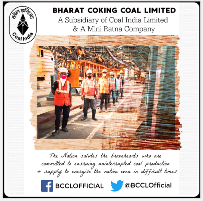 BCCLofficial's tweet photo. Bharat Coking Coal Limited salutes the brave coal miners all across the country.
#IamCoalIndia
#CoalIndiaSoulOfIndia
#MyCompanyMyPride
#CombatCovid2019
@JoshiPralhad @CoalIndiaHQ @RealPMPrasad1 https://t.co/d5BWCBJ6jg