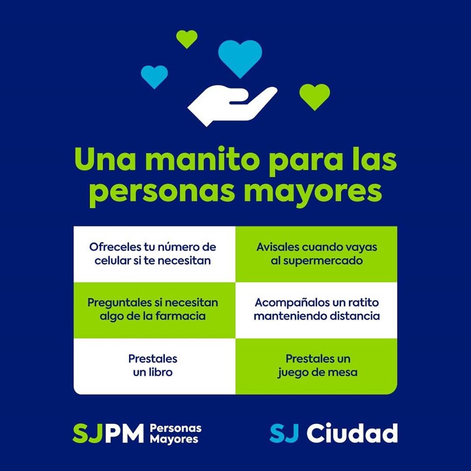 Las personas mayores representan el sector de la población más vulnerable frente a la nueva cepa del coronavirus COVID-19
Darles una 🖐️ en estos momentos, es un montón ‼️💙
