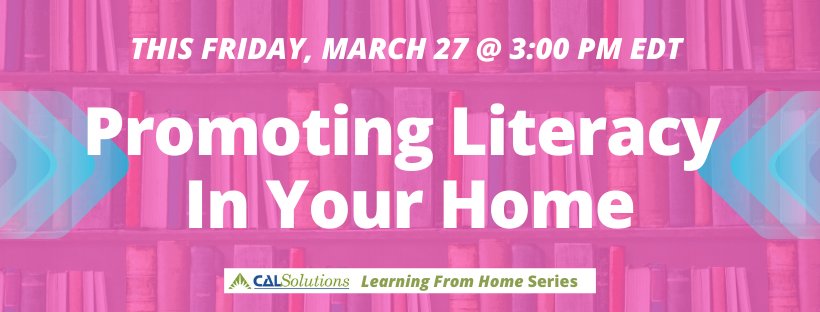 CAL_Linguistics's tweet photo. CAL Staff presents TODAY @ 3PM EDT: "Promoting Literacy in Your Home." Free! Ideas for Your Home! Limited Space! Register Here: https://t.co/PWBggHGZYJ
...
#LanguageApplied @CAL_LangLit https://t.co/RiuU79s5Lw