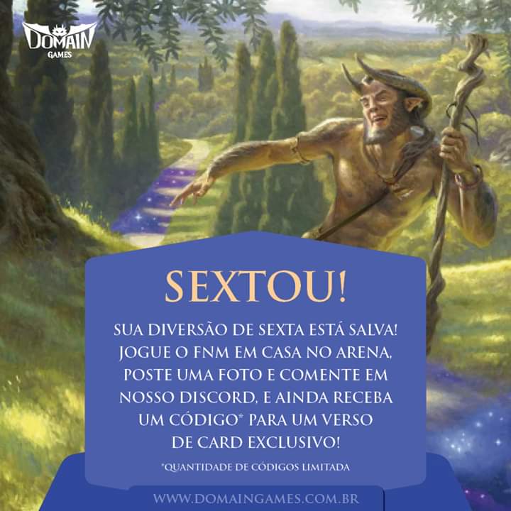 domaingames's tweet photo. FNM em Casa com a Domain!
Jogue os eventos de FNM em Casa do Magic Arena, poste nas redes sociais e mande uma foto da sua postagem no nosso servidor de Discord (https://t.co/QX2dV8O3Iy). Enviaremos a você um código* com um verso de carta exclusivo!
*Enquanto durar os estoques! https://t.co/8v0eCihiku