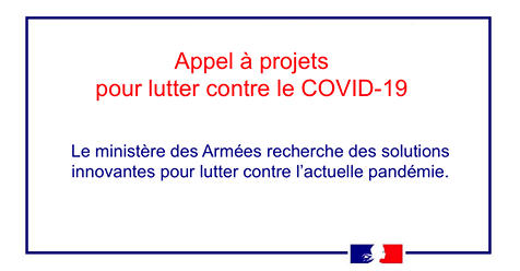 #COVID2019: appel à projets de solutions innovantes pour lutter contre le #virus. Propositions attendues jusqu’au 12 avril.💪

👉Lire: defense.gouv.fr/aid/appels-a-p…