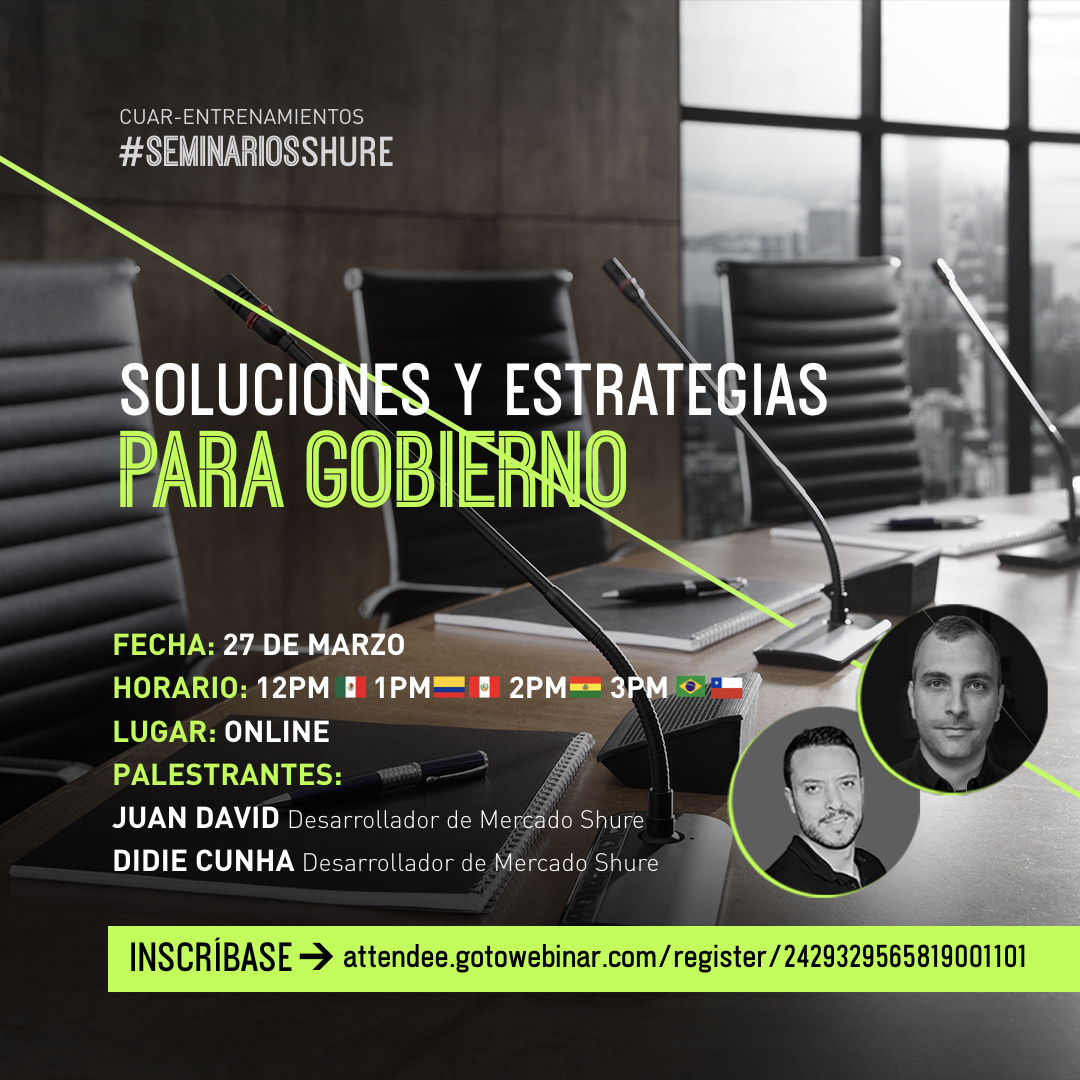 ProSonidoEC's tweet photo. No te pierdas hoy del Seminario Shure basado en Soluciones y Estrategias para Gobierno. 📺
.
🕐 HOY a las 13hrs
-Panelistas: Juan David y Didie Cunha
.
➡️Inscríbase aquí: https://t.co/lGf76avjBa
.
.
#SeminariosShure
#Seminario
#Entrenamiento
#Soluciones
#Estrategias
#Prosonido https://t.co/iq8xXHl8Wj