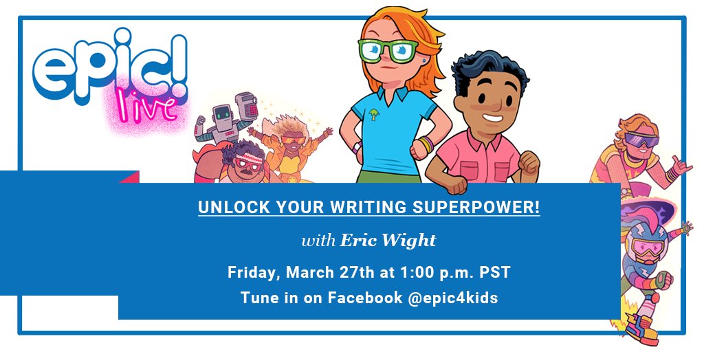 epic4kids's tweet image. Join us for Epic Live!, a new Facebook Live series featuring experts leading educational and fun classes for students. Each 20-minute episode will provide kids with an opportunity to explore and learn something new at home! Tune in TODAY at 1 p.m. PST for the first session.