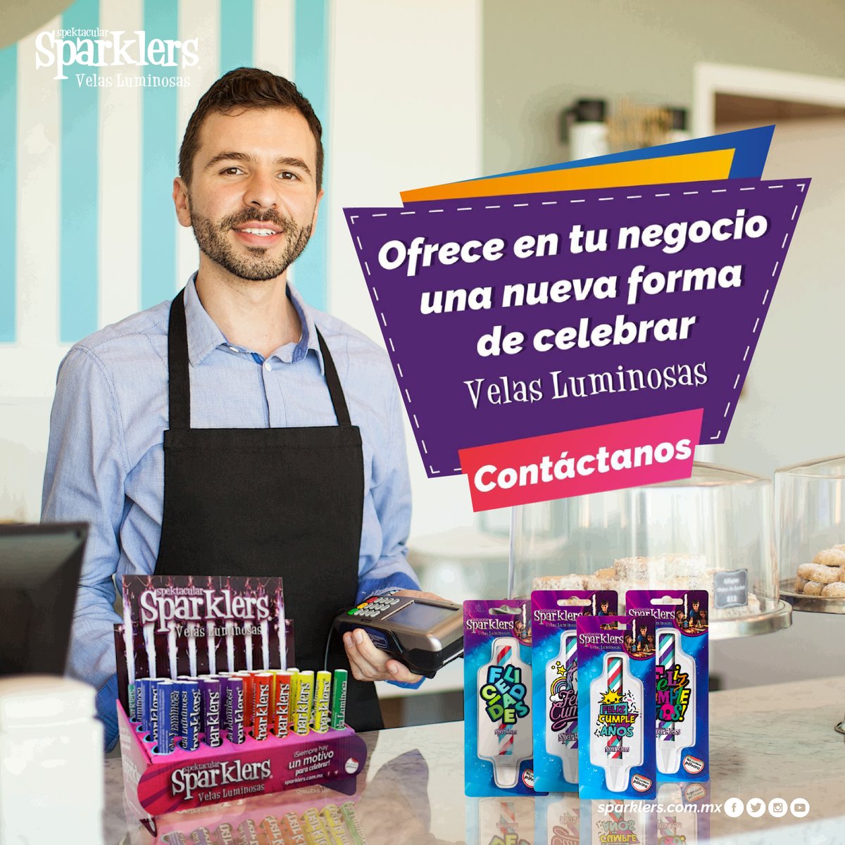 ¿Quieres ser parte de la familia <a href="/SparklersMexico/">Sparklers México</a>?

Manda un mensaje y pregunta sobre como puedes vender nuestros productos en tus pastelerías independientes. 📈📩