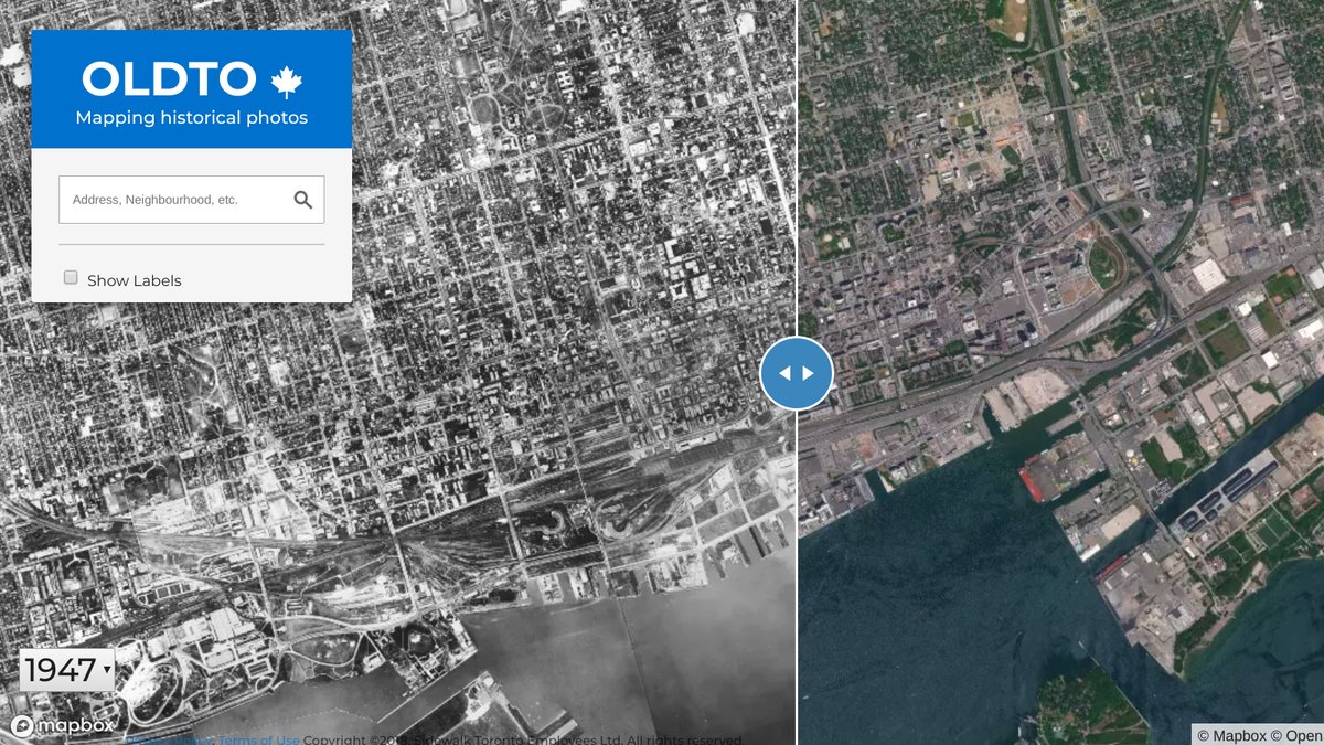 Online resource: OldTO is an interactive map of historical photos from City of Toronto Archives and TPL, made by Sidewalk Labs: oldto.sidewalklabs.com @sidewalklabs @TorontoArchives