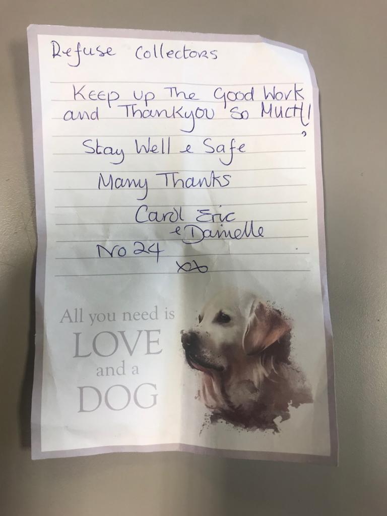 StevenageBC's tweet photo. There is so much kindness and community spirit right now, and here are some cards of thanks our crews have received from residents this week 😊✉️❤️ https://t.co/qzJpKgHXYe