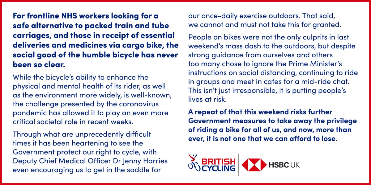 To all our members, followers and anyone who rides a bike…
 
An open letter from our CEO Julie Harrington 📄

#RideResponsibly 🚲