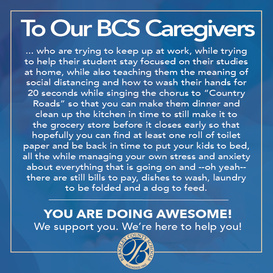 We're in this together! 

Schools may be closed but we are committed to staying connected with our families and students. 

#BCSconnectedED