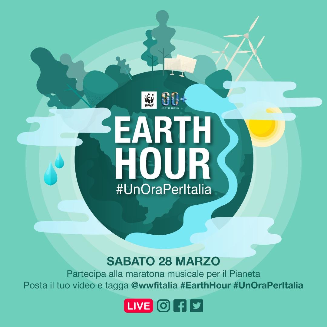 paolaiezzi's tweet photo. Domani sabato 28 marzo fin dalla mattina, ci vediamo sui profili social e web di @WWFitalia per #EarthHour #unoraperlitalia per un po di “LIVE MUSIC” #INSIEME 🌎🐼⏰💚💙 https://t.co/TARMx4HhYx
