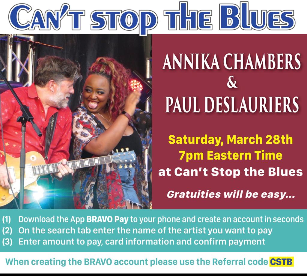 FAMIGO (@famigo_official) on Twitter photo We have another great upcoming how that @CantStopTheBlue will be hosting online! This Saturday it's Annika Chambers and <a href="/PaulDeslaurier/">Paul DesLauriers</a> at 7pm Eastern time. Be sure to download the BRAVP Pay app to enable your tips and donations. Let's support the gig economy together!
#YouandMe We have another great upcoming how that @CantStopTheBlue will be hosting online! This Saturday it's Annika Chambers and <a href="/PaulDeslaurier/">Paul DesLauriers</a> at 7pm Eastern time. Be sure to download the BRAVP Pay app to enable your tips and donations. Let's support the gig economy together!
#YouandMe