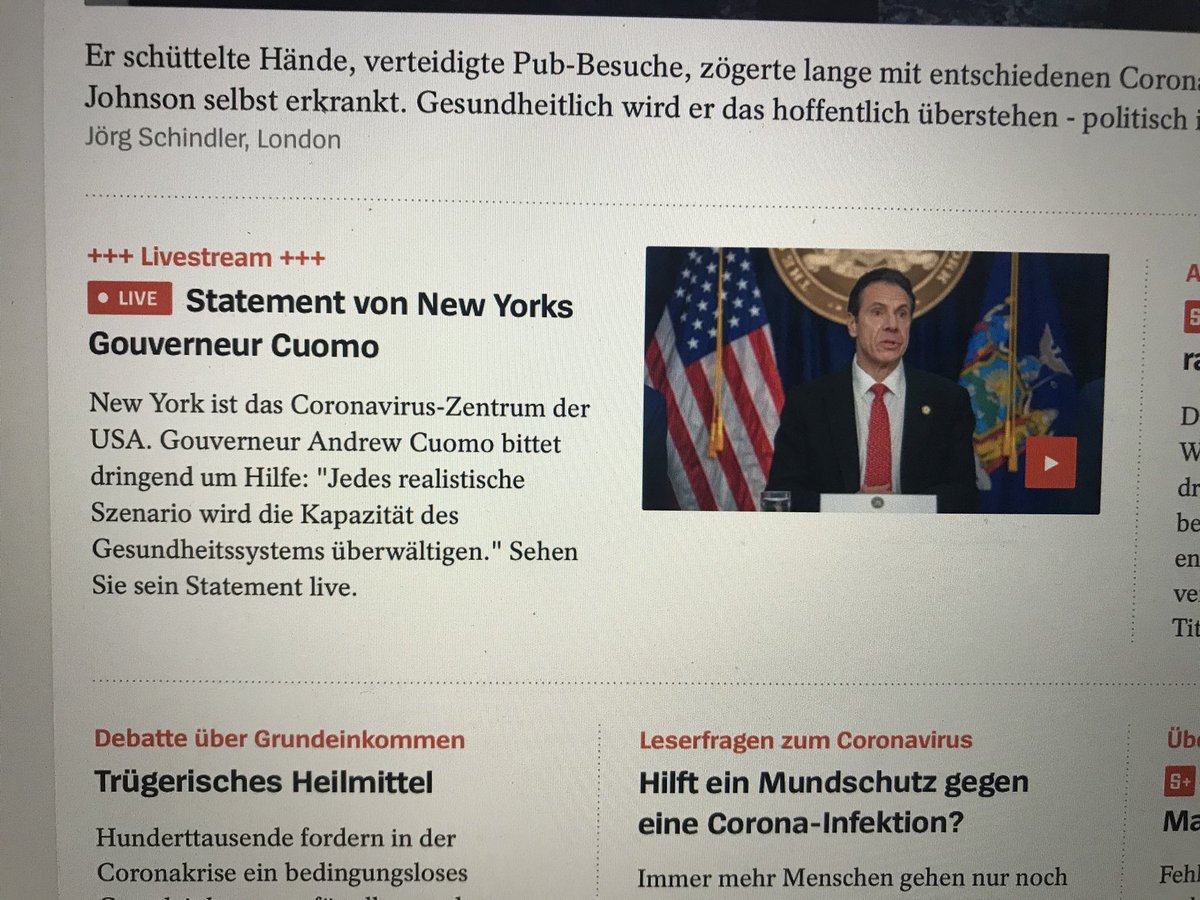 Never before: Leading German media live-streaming ⁦<a href="/NYGovCuomo/">Archive: Governor Andrew Cuomo</a>⁩ statement #worldcomingtogether