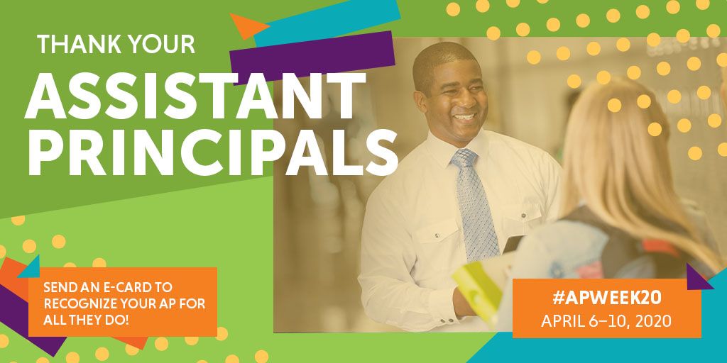 MrsLCumming's tweet photo. It’s National Assistant Principals Week! Help us honor and thank assistant principals for their contributions to the success of our nation’s students all week long. #APWeek20 https://t.co/HtXdOxnCXU
