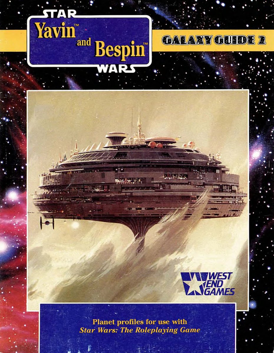 FOLDOUT: THE YARITH BESPIN CASINONext, we have a beautiful brochure from Yarith Bespin.This hotel and casino was first named in the pages of 1989 Galaxy Guide 2: Yavin and Bespin. Back in the day, I didn't buy that book because "it didn't look interesting." Dumb kid...