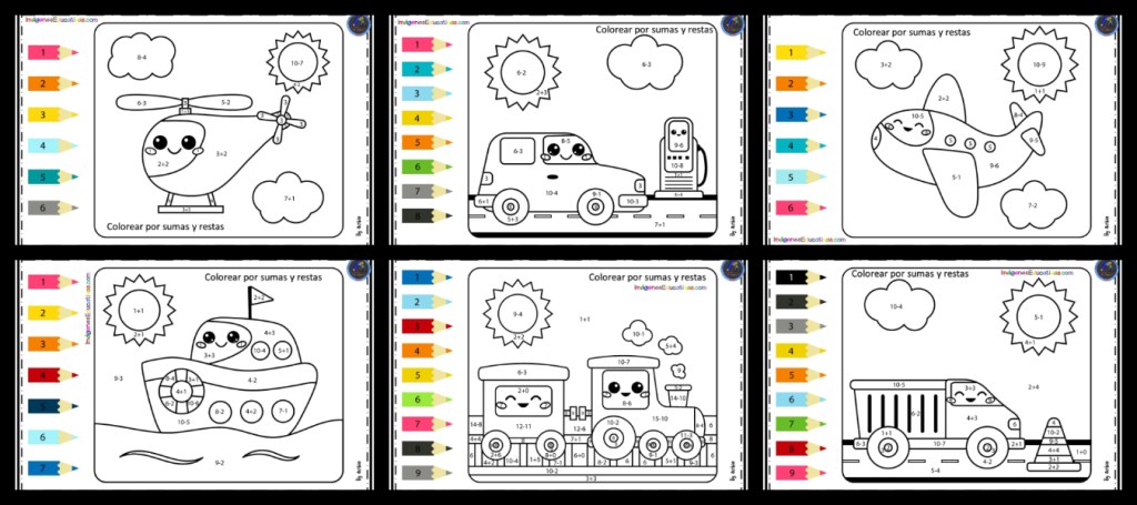 orientandujar's tweet photo. Coloreamos por Sumas y Restas MEDIOS DE TRANSPORTE https://t.co/YxgWRus1MQ https://t.co/T4fkj9MuU9