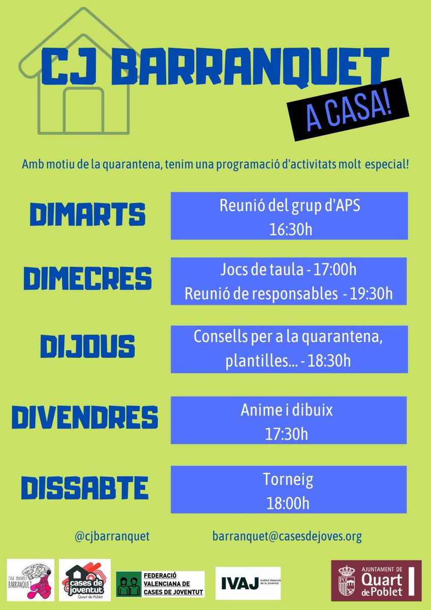 CJBarranquet's tweet photo. Ja tenim programació d’activitats per a la quarantena! https://t.co/xXvvwtduig https://t.co/JdXVetoYND