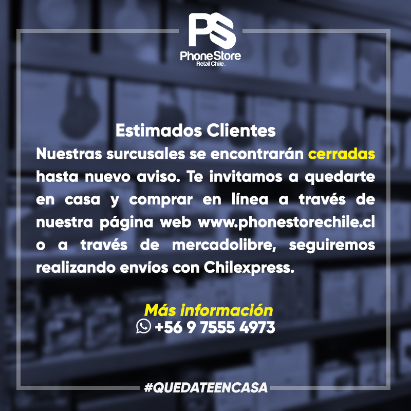 phonestorecl's tweet photo. ¡A T E N C I Ó N  E S T I M A D O S📣!
Nuestras sucursales se encontrarán cerradas hasta nuevo aviso. Si deseas comprar a través de transferencia bancaria comunícate a través de nuestro whatsapp para facilitarte los datos. https://t.co/2VGwMxl0ia