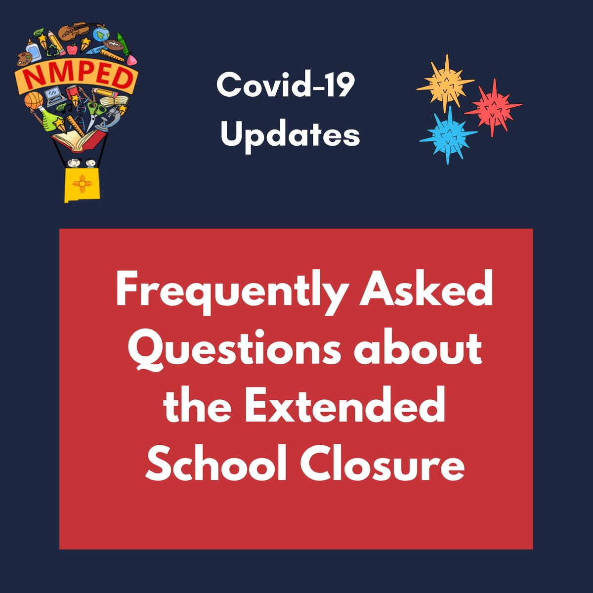 Please share! The Public Education Department has put together this document with support from <a href="/NewMexicoECECD/">New Mexico Early Childhood Education and Care Dept</a>  and <a href="/CYFDNM/">Children, Youth and Families Department - NM</a> to answer some of your most frequently asked questions. bit.ly/2vSIZBQ
#AllTogetherNM