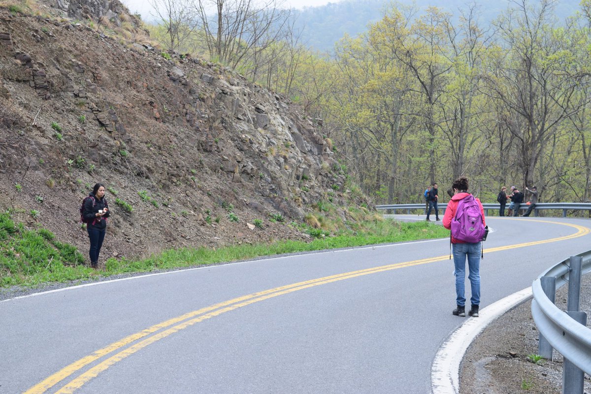 ImpactfulRocks's tweet photo. Day 2 of #7DaysofFieldWork! My second year field course took me to West Virginia and North Carolina 🇺🇲, where we logged stratigraphy, made geological maps of folds and visits sites of the Appalachian ophiolites! (Including a cool wall of Dunite I could not find a pic of!) https://t.co/C8c5MOhmYI