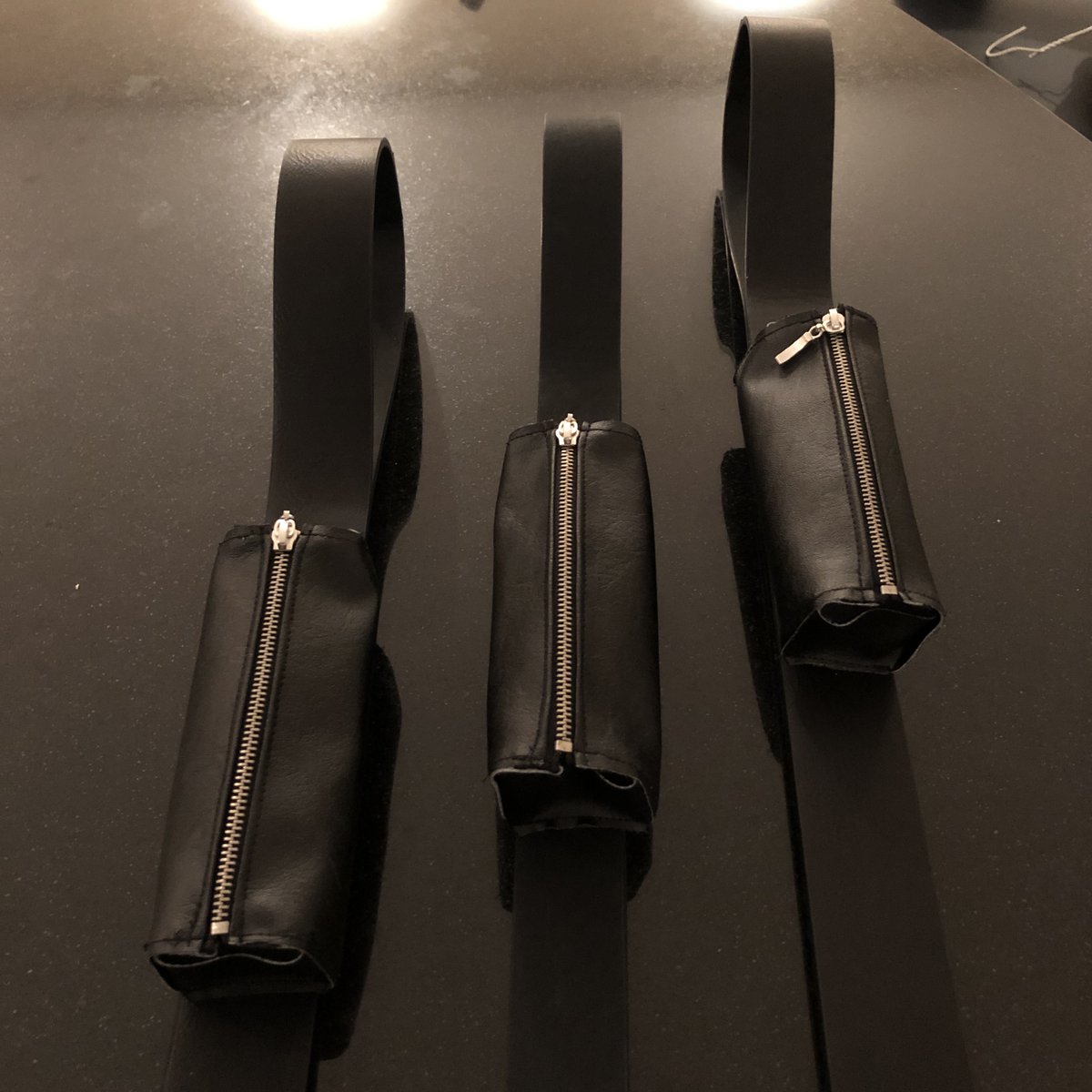 DoggieDouble's tweet photo. ....steps
10) We measured the sizes for our 2 pouches - for empty &amp; full doggie bags.
11) A 'Stitch-in-Time' in Tralee manufactured our zipped pouches from recycled material that we supplied to them.
12) Finally, we glued on our 2 pouches. @KerrySEP @StudentEntProg @PresCisland https://t.co/33YvQdDCvd