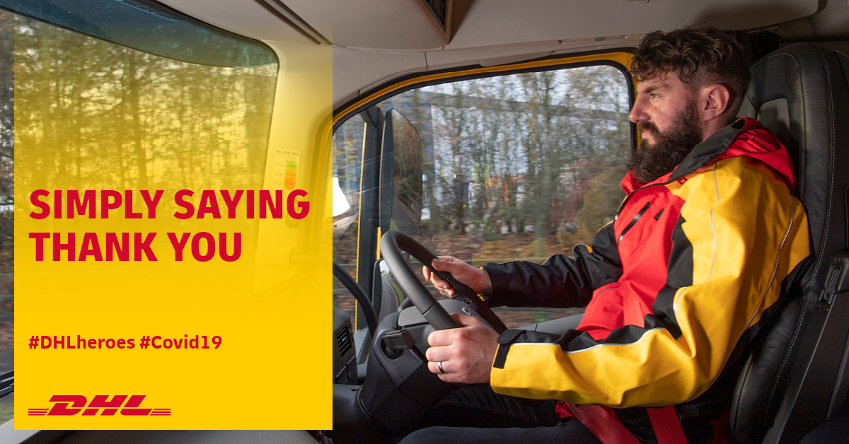 DHLsupplychain's tweet photo. Our colleagues are an essential part of everyday life. During these unprecedented times, we thank them for going above &amp; beyond to ensure medicines, food and much needed products are delivered to stores, hospitals &amp; homes around the world. #DHLheroes #WeForYou #StayHome #StaySafe https://t.co/YRHFTpWy7K