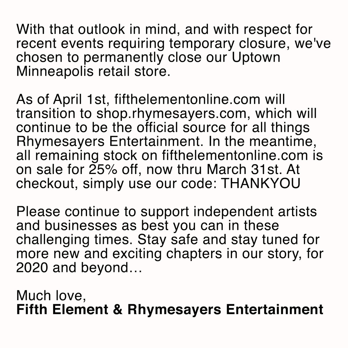 fifthelementRSE's tweet photo. An important message from 
Fifth Element &amp; @rhymesayers 

A THREAD https://t.co/U15RqQtaRt