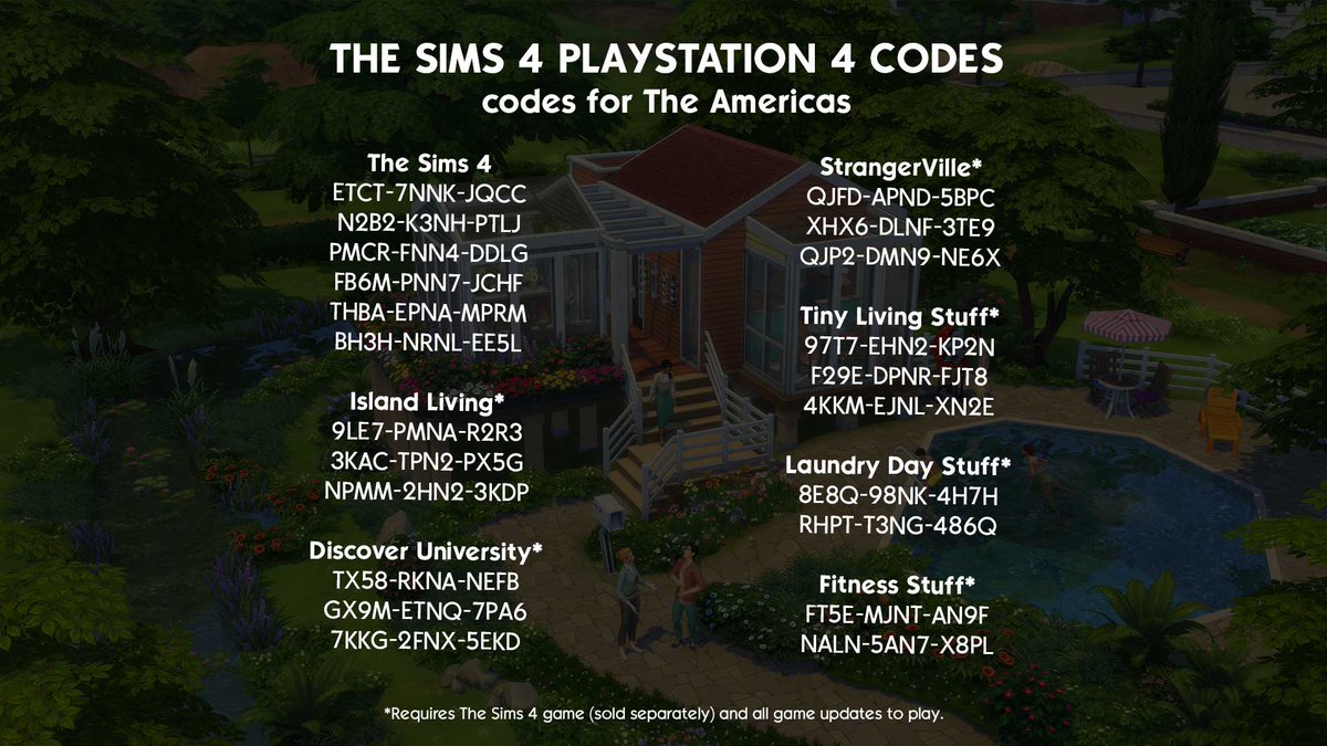 Flad Rengør rummet Krage The Sims on Twitter: "@RebeccaAliceEFC @90_massy There will be more PS4  codes posted on our Facebook next week 💚" / Twitter