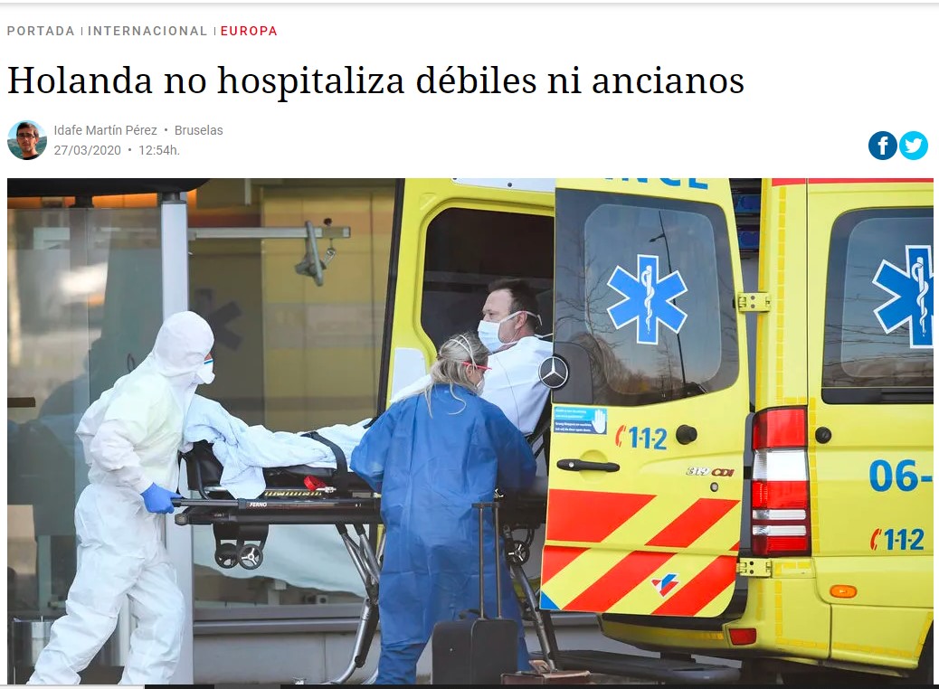 ¡¡Es la lógica implacable del país pionero en la eutanasia!!
Y nosotros, cuando pase todo esto..., ¿volveremos a las andadas? ¿Vamos a promulgar una ley de eutanasia en España una vez que ganemos la batalla al coronavirus?