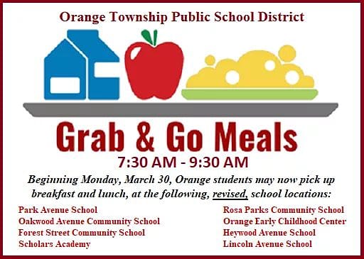 The District will condense the number of locations for Grab and Go Meals, beginning Monday, March 30. Students may pick up their breakfast and lunch bags from any of the sites listed below. #GoodtoGreat #FROrange #Census2020 #orangestrong💪🏾