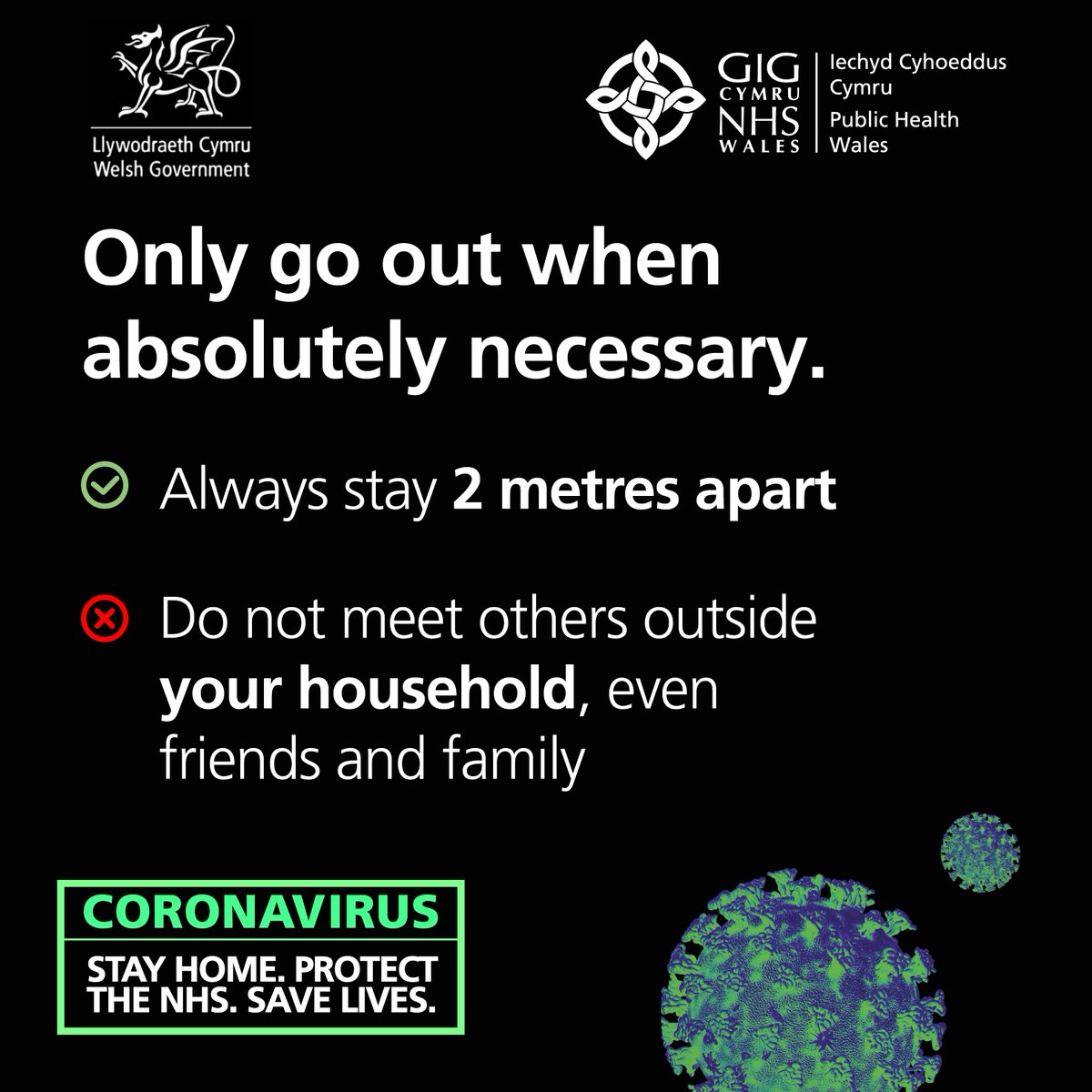 PublicHealthW's tweet photo. The most important action we can all take in fighting coronavirus is to stay at home in order to protect the NHS 👩👨 and save lives.

#StayHomeSaveLives https://t.co/10k1fuzswT