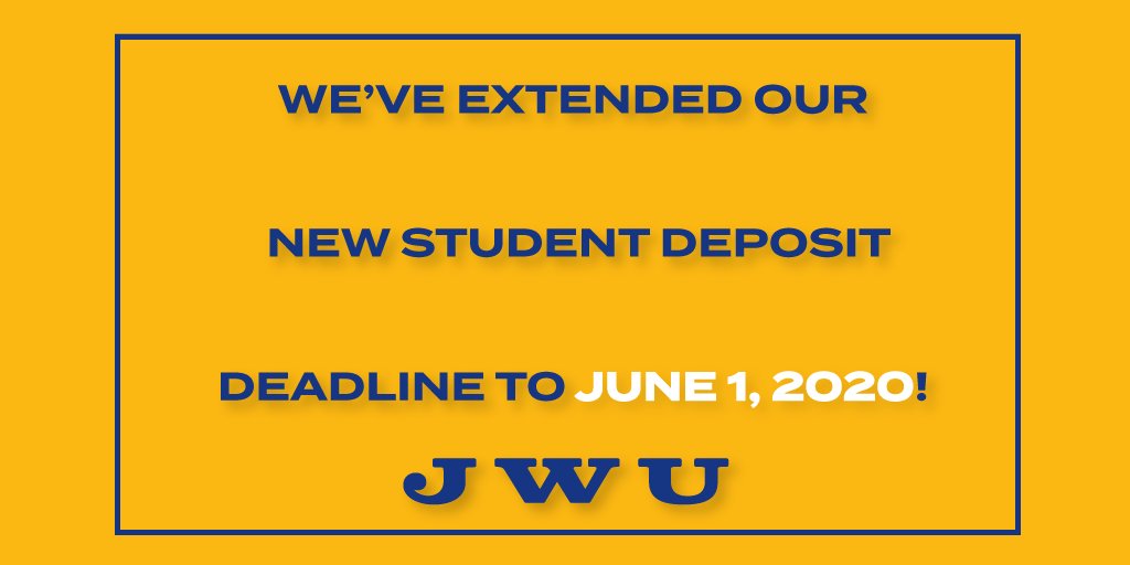JohnsonAndWales's tweet photo. Update for Future Wildcats: Johnson &amp; Wales University is extending the new student deposit deadline for the Fall 2020 semester to June 1! https://t.co/V0cLMc1vgs