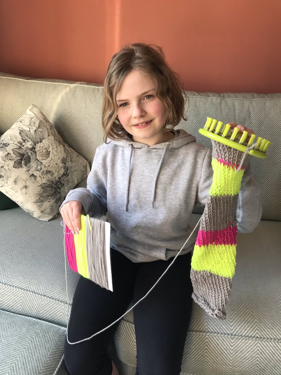 AFBlackman's tweet photo. @Manorcroft Emily has turned her hand to knitting!  New crafting skill ✅ https://t.co/B9XUgxbYxM