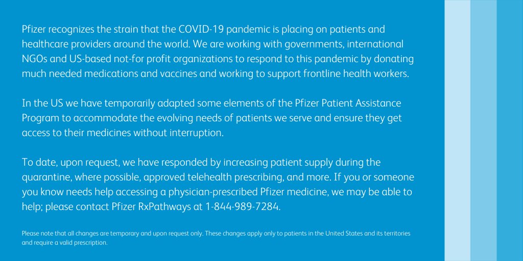 An update on our Pfizer RxPathways #patientassistance program. #COVID19 #Coronavirus