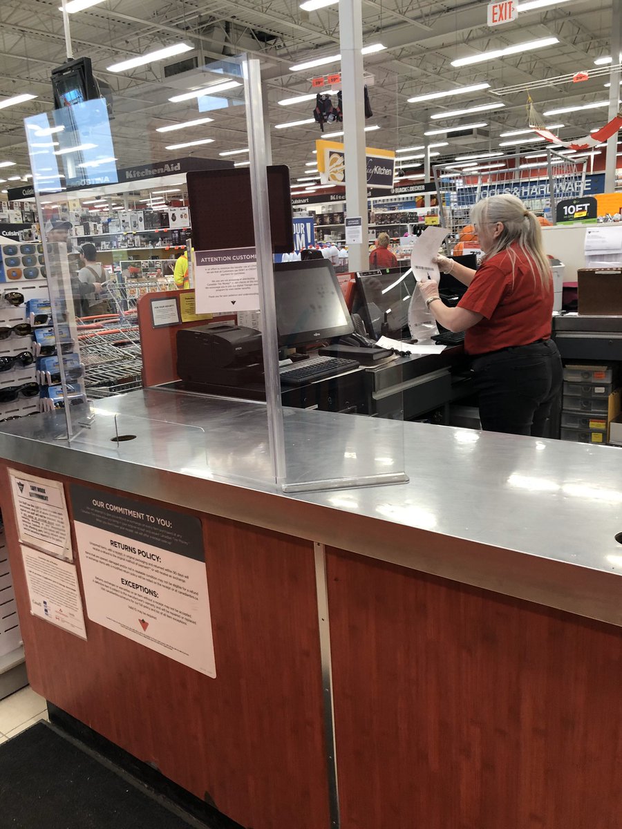 pragernuform's tweet photo. Our safety screens have begun popping up in @CanadianTire stores across Ontario. Keeping your staff and customers safe during this time is essential to all our safety #safety #COVID19 #Retail #sneezeguard https://t.co/Py1vKAdaAi