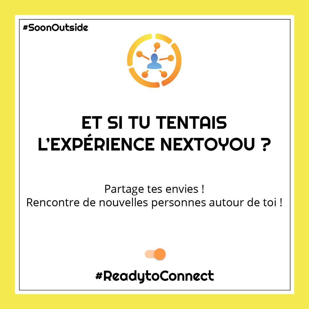 NextoYouProject's tweet photo. Et si on pensait à l'après confinement ? ✌
Tenté par l'expérience #NextoYou ? 🥳
▶ https://t.co/xuTvtsmdBt
#Partage #Rencontre #SoonOutside #ConfinementJour18 #RéouvertureDuMonde #RESTEZCHEZVOUS https://t.co/2vSOdGmgEE