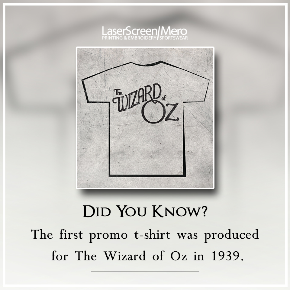 Laser_Screen's tweet photo. Did You Know? 🤔

The first promo t-shirt was produced for The Wizard of Oz in 1939.

#thingstoknow #factsmatter #didyouknow https://t.co/hqgRiajdGD