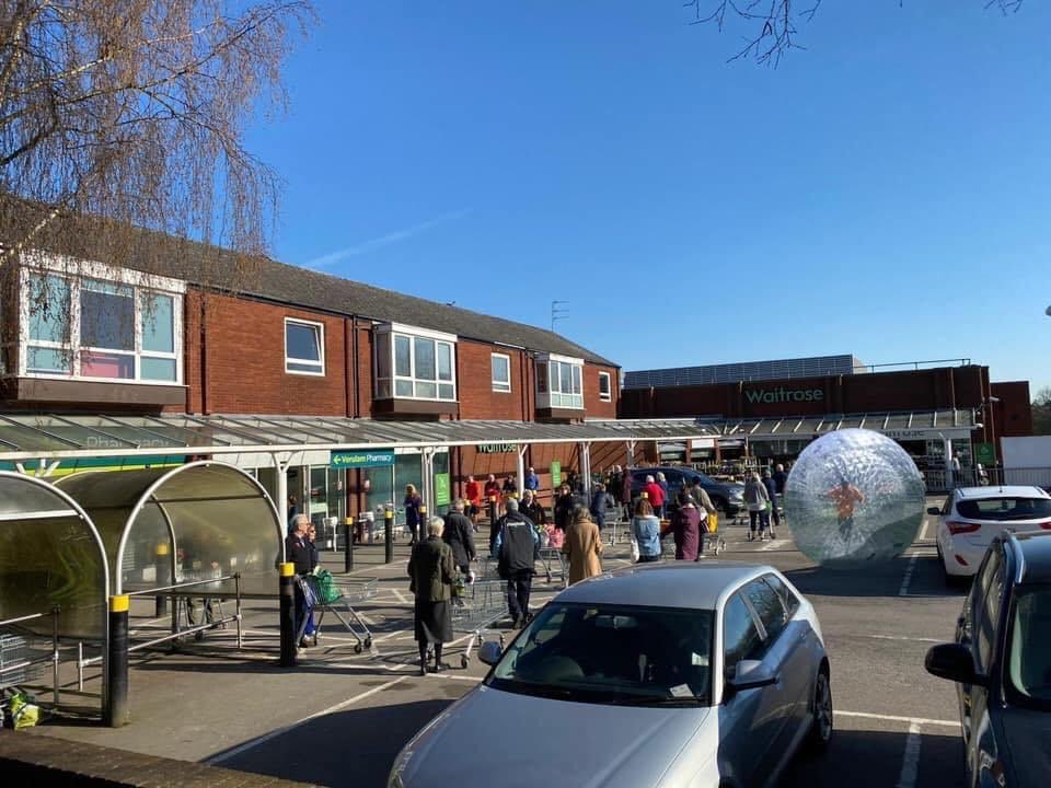 itssophiemorris's tweet photo. Meanwhile, someone has turned up to the Waitrose I used to work at in a zorb ball https://t.co/bJ196P4axW