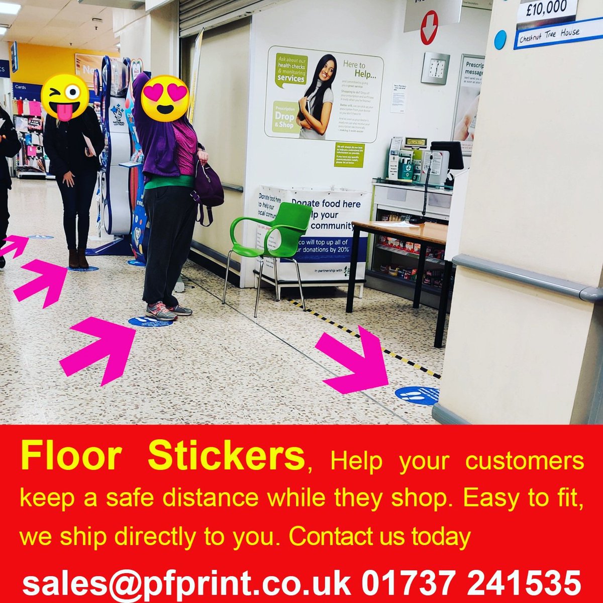 PartnersfPrint's tweet image. Are you open to the public. Let us design print and deliver floor stickers for your shop, to help keep your customers safe. Doing our bit to help keep people safe. ·
#print #posters #signs #reigate #surrey #banners #rollerbanners #floorstickers #windowgraphics #stickers #design