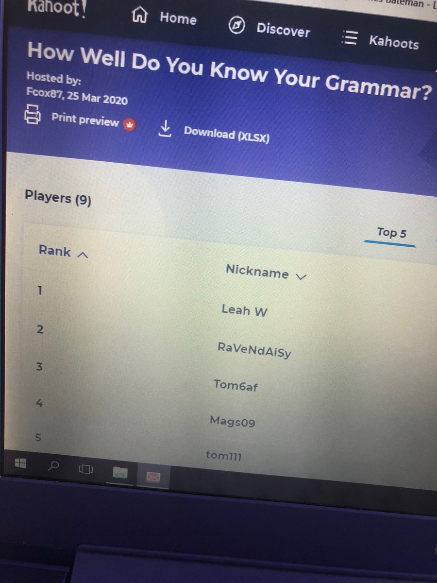 JamesBatemanJun's tweet photo. Thank you all for playing! Look out for your name in the winners from the last Kahoots. Keep an eye on your school emails for more to come next week! Miss Cox
#Kahoot! #HomeLearning #EducationCanBeFun https://t.co/uG4OU2ublQ
