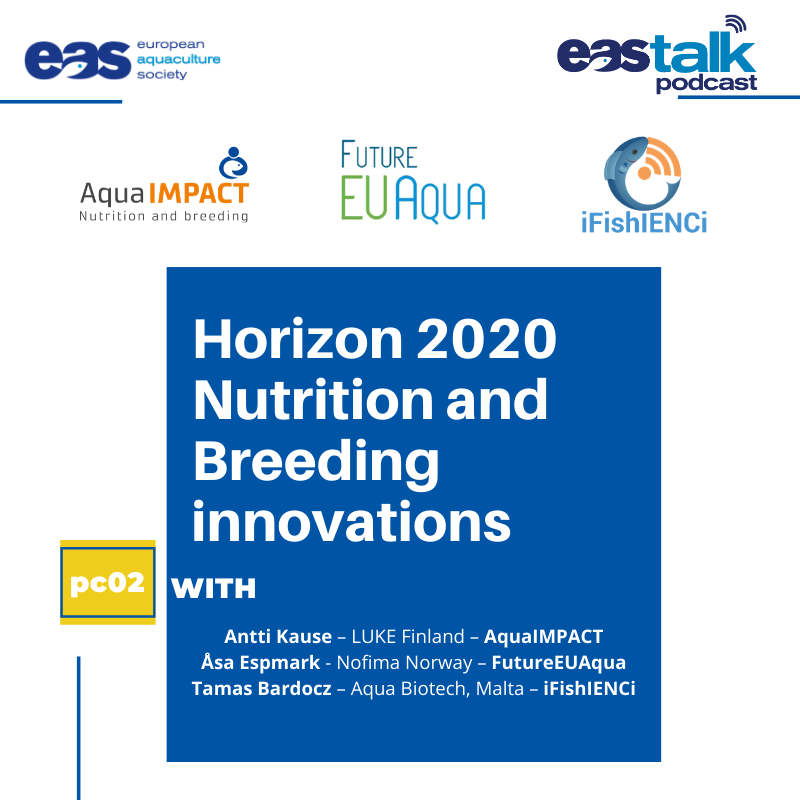 Listen the #EAStalk podcast with three coordinators of the <a href="/aqua_impact/">AquaIMPACT</a>, <a href="/futureeuaqua/">FutureEUAqua 🐟</a> and <a href="/iFishIENCi/">iFishIENCi</a>  projects, Antti Kause from LUKE, Asa Espmark from Nofima and Tamas Bardocz from Aqua Biotech.

Find podcast under the members’ section on our website - aquaeas.eu/member-service….