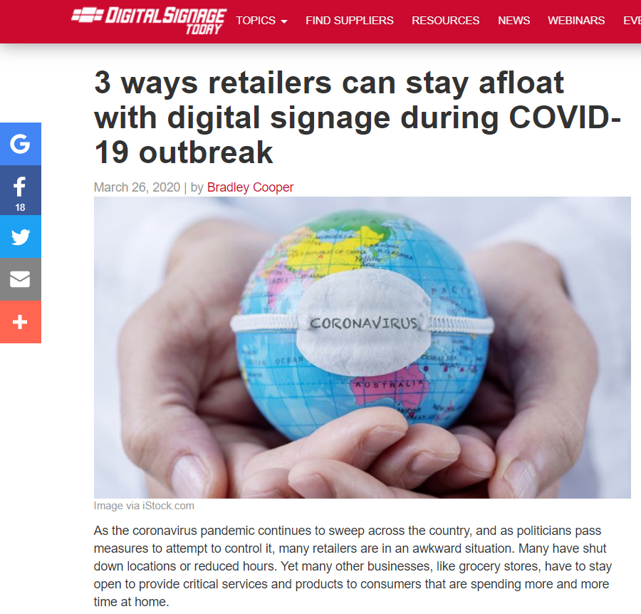 SignCraftInd's tweet image. “The goal of digital signage is to improve the customer
experience no matter what the circumstances.”

More on the benefits of digital signage can be found in the article below:
buff.ly/2JlLYGc
 
#signcraft #signs #indianapolis
#signcraftind #shoplocal #stayathome