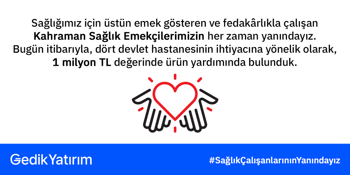 Sağlığımız için üstün emek gösteren ve fedakârlıkla çalışan Kahraman Sağlık Emekçilerimizin her zaman yanındayız.
Bugün itibarıyla, dört devlet hastanesinin ihtiyacına yönelik olarak, 1 milyon TL değerinde ürün yardımında bulunduk.
#SağlıkÇalışanlarınınYanındayız