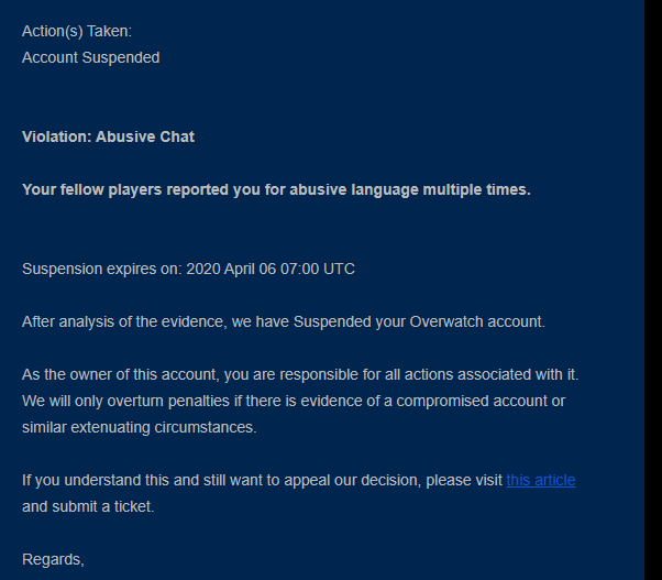 RescriptOW's tweet image. Well, so blizzard decided to suspend my account for 2 weeks due to abusive chat.