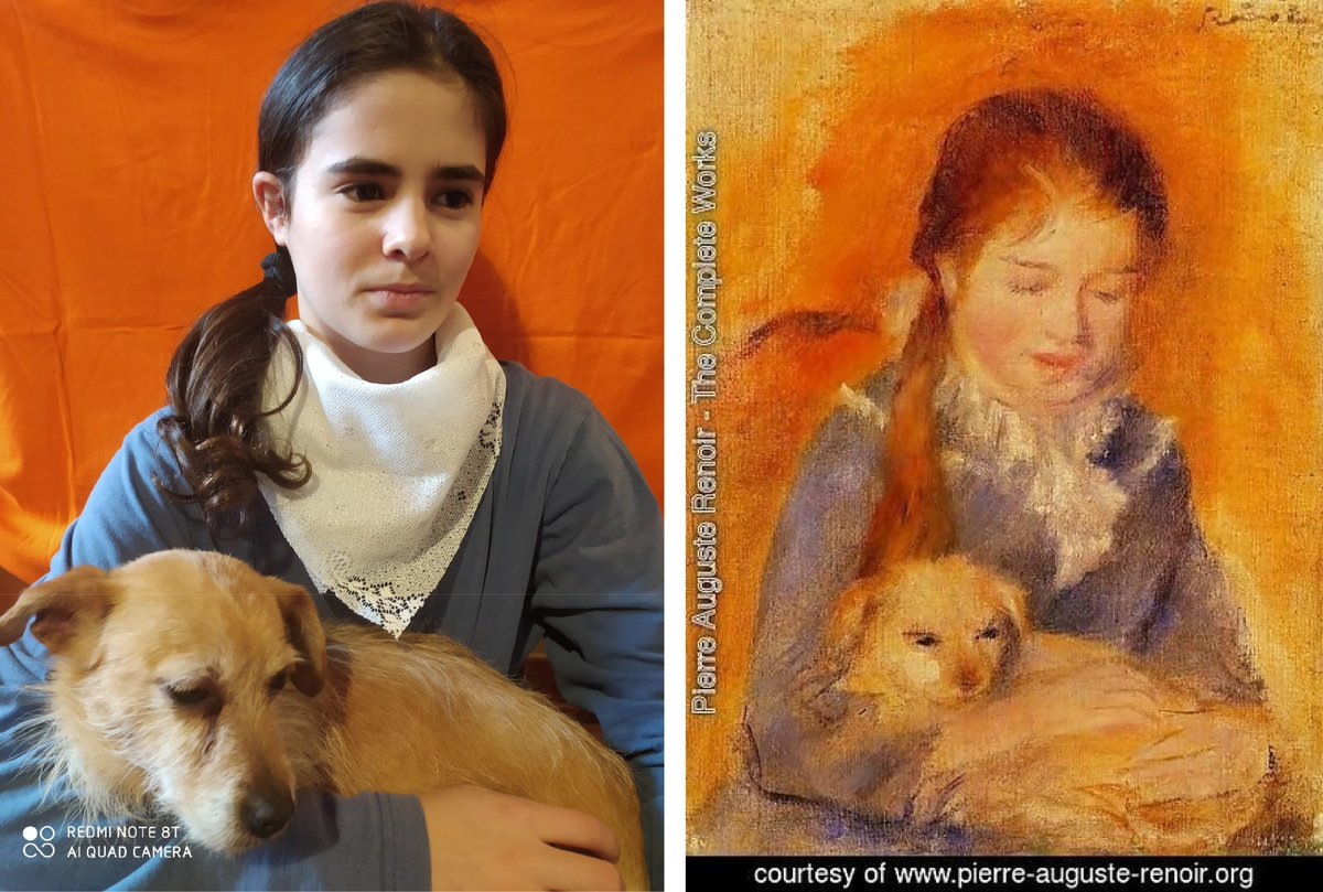 numalleturagil's tweet photo. Una bona manera de treballar l'art a casa! Recreem Girl with a Dog de Pierre Auguste Renoir 
#artathomechallenge #tussenkunstenquarantaine 
#joemquedoacasa 
#elplamarcellesmouacasa
@INS_Pla_Marcell https://t.co/Et2Z5H2h5c