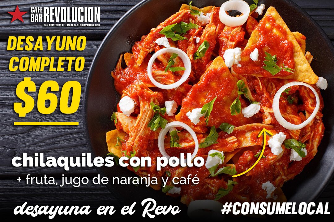 elrevomx's tweet photo. 🌞Vente a desayunar al Revo 

😋Chilaquiles con pollo + fruta fresca, juguito de naranja y café recién hecho por sólo $60 pesitos

⏰Ésta y otras delicias, diariamente partir de las 9am

#ConsumeLocal https://t.co/DepTAmb6QI