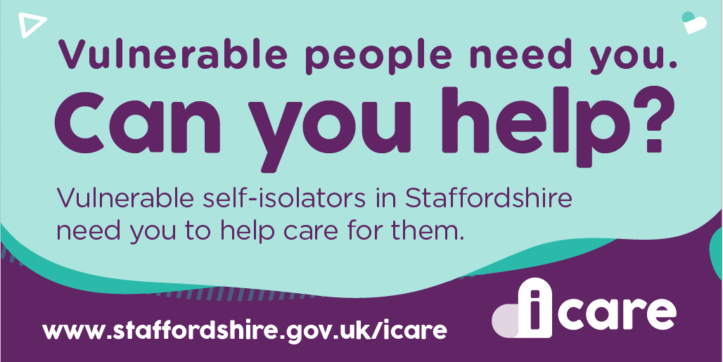 StaffordshireCC's tweet image. Thousands of vulnerable Staffordshire residents need your help while they are self-isolating due to Covid-19.

Will you step up, step outside your comfort zone &amp;amp; go the extra mile to care for vulnerable people in their homes? Sign up to I Care today: bit.ly/3dxTCuJ
