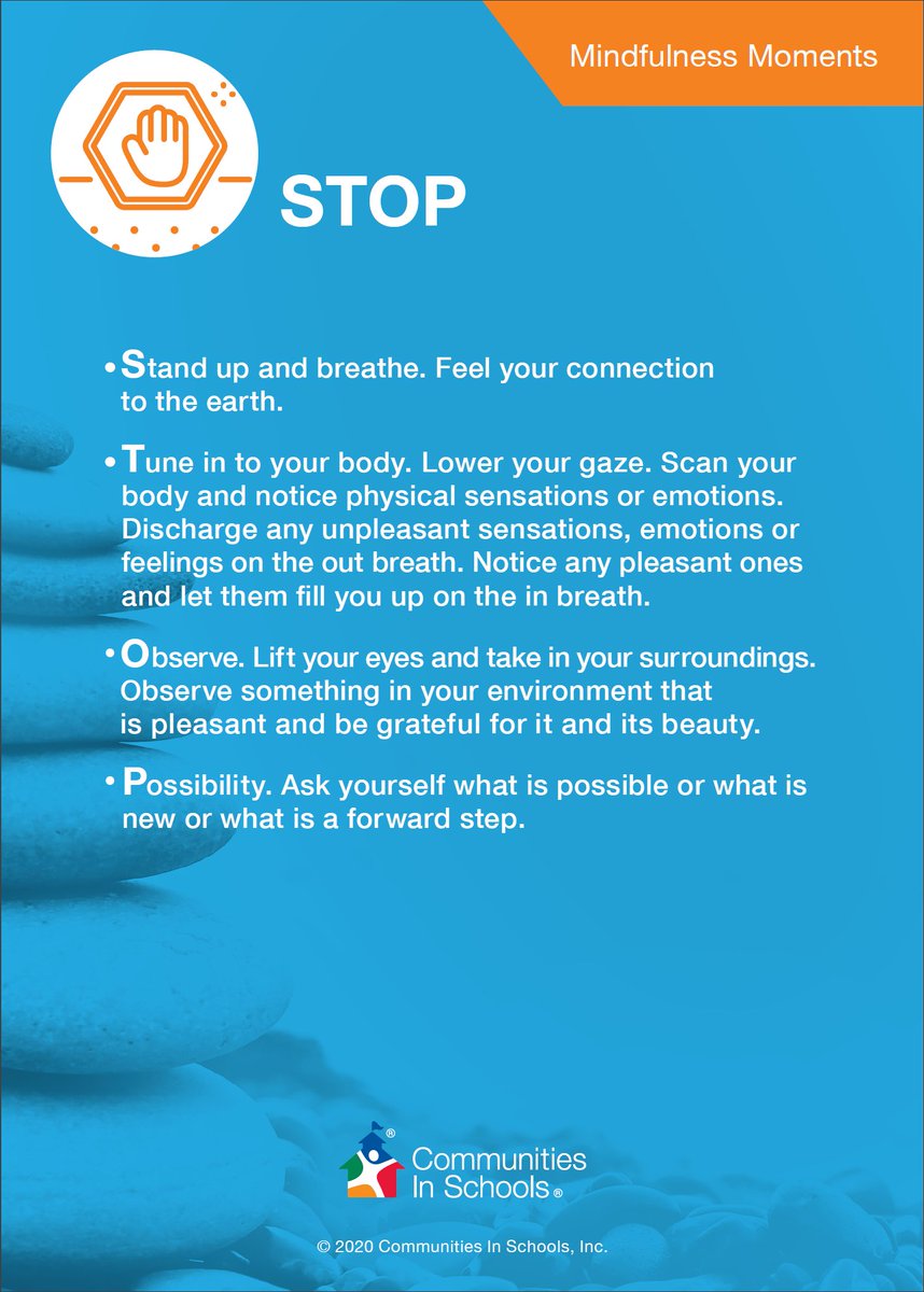 The learning week is almost over, but this pandemic is not. Remember to practice social distancing and proper hygiene. Here is another #MindfulMoment. STOP and breathe. #allinforkids #cisbaytown #FlattenTheCurve